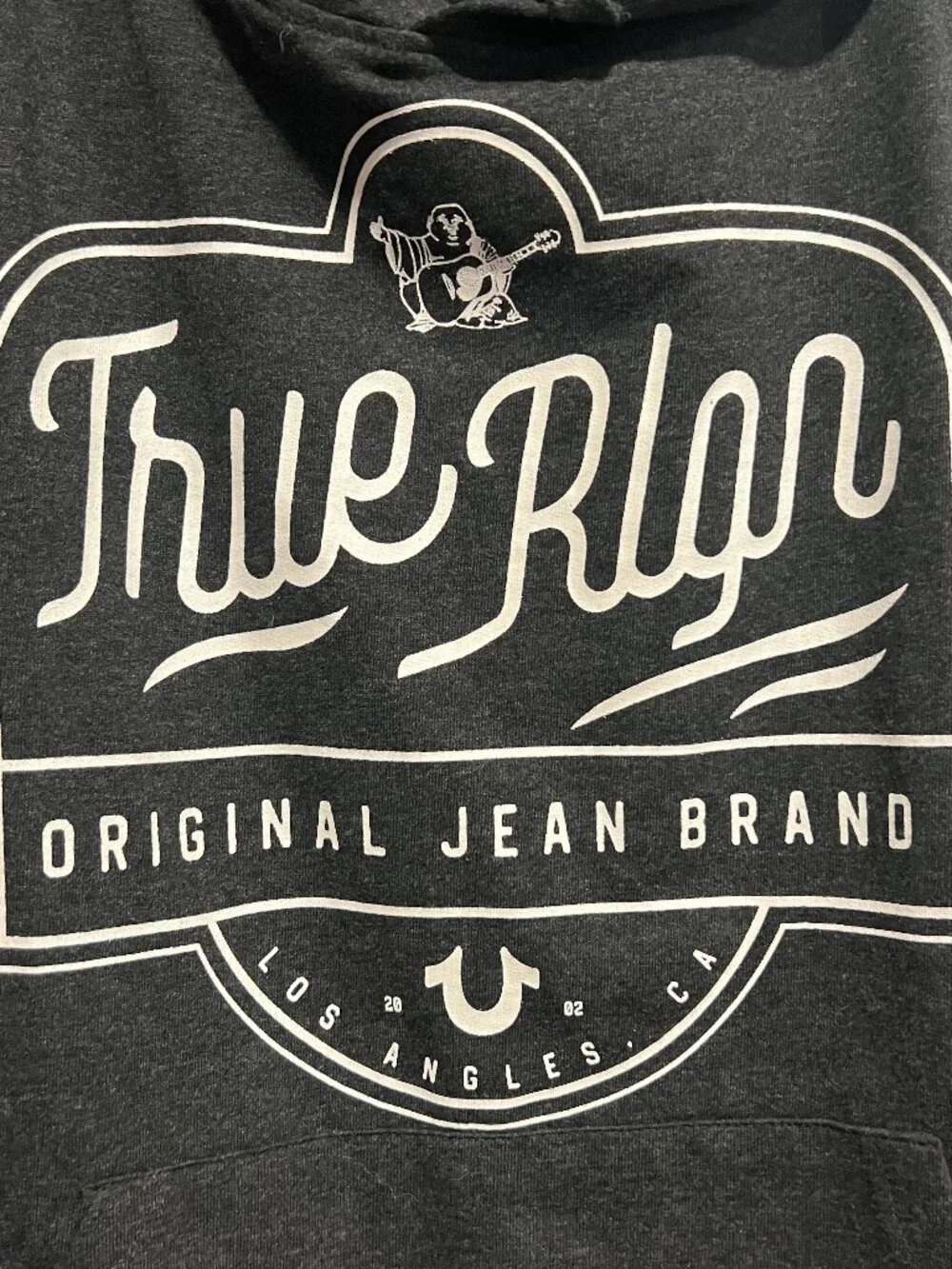 TRUE RELIGION Hooded Sweatshirt Pullover Lightweight Charcoal Gray NWT L